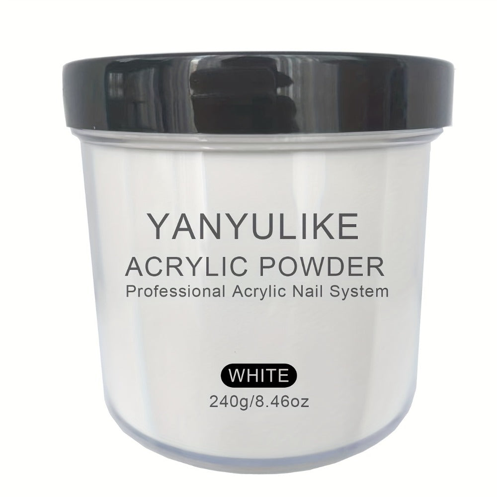 Acrylic Nail Powder 8oz Professional Clear Pink Nude White Fast Set No Lamp Required for Nail Extensions 3D Nail Art Carving Salon Quality Bulk Powder for Beginners Techs
