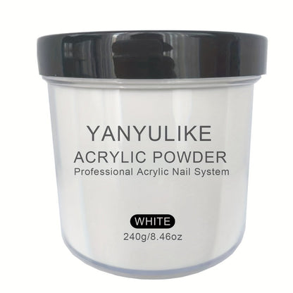 Acrylic Nail Powder 8oz Professional Clear Pink Nude White Fast Set No Lamp Required for Nail Extensions 3D Nail Art Carving Salon Quality Bulk Powder for Beginners Techs