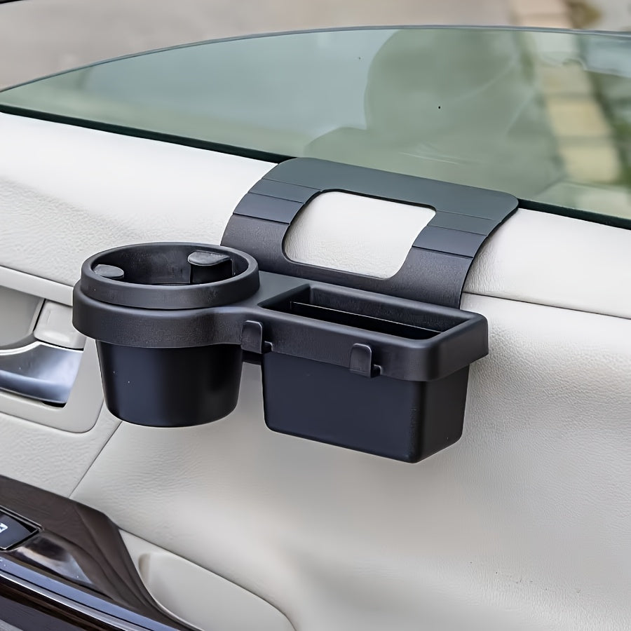A Versatile Rear Seat Storage Rack for Cars, Made of ABS Material, Featuring Two Hooks, a Phone Holder, And a Cup Holder. This Space-Efficient In-Car Storage Solution Is Perfect for Drinks, Keys, Phones, And Snacks