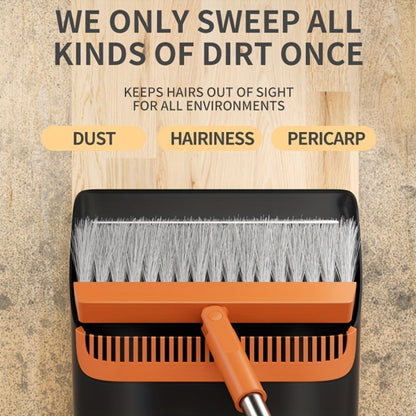 Folding Broom and Dustpan Set 50 Inch Extended Handle - Dense Elastic Bristles Wide Deep Dustpan for Dust Hair Debris, Foldable Broom for Home Kitchen Bathroom Bedroom Living Room, Blue White Black Orange Khaki