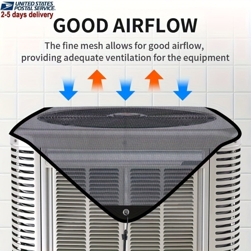 Outdoor Air Conditioner Cover 26"x26", Universal PVC Mesh AC Unit Protector, Prevents Leaves Debris Snow, Weatherproof Outdoor AC Cover for Winter Christmas Season