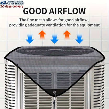 Outdoor Air Conditioner Cover 26"x26", Universal PVC Mesh AC Unit Protector, Prevents Leaves Debris Snow, Weatherproof Outdoor AC Cover for Winter Christmas Season