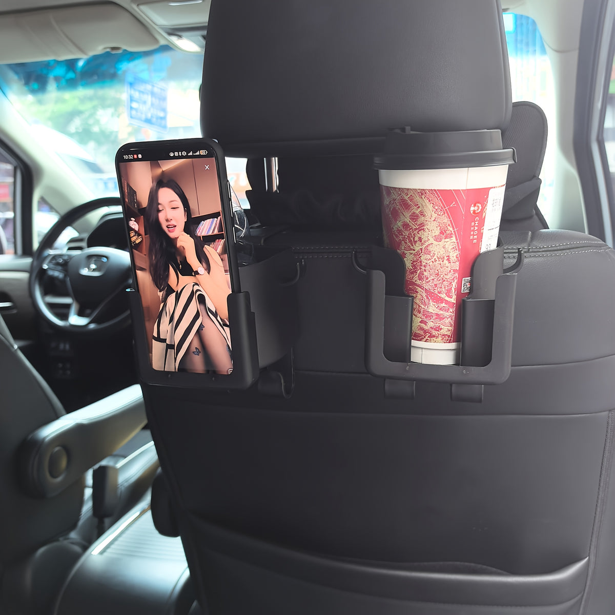 Set of 2 Versatile Car Seat Back Organizers Featuring a Cup Holder, Phone Holder, And Hook - Compatible with Most Vehicle Models, Capable of Holding Water Bottles, Milk Tea Bags, Trash Bags, And Glasses, Designed for Car Storage