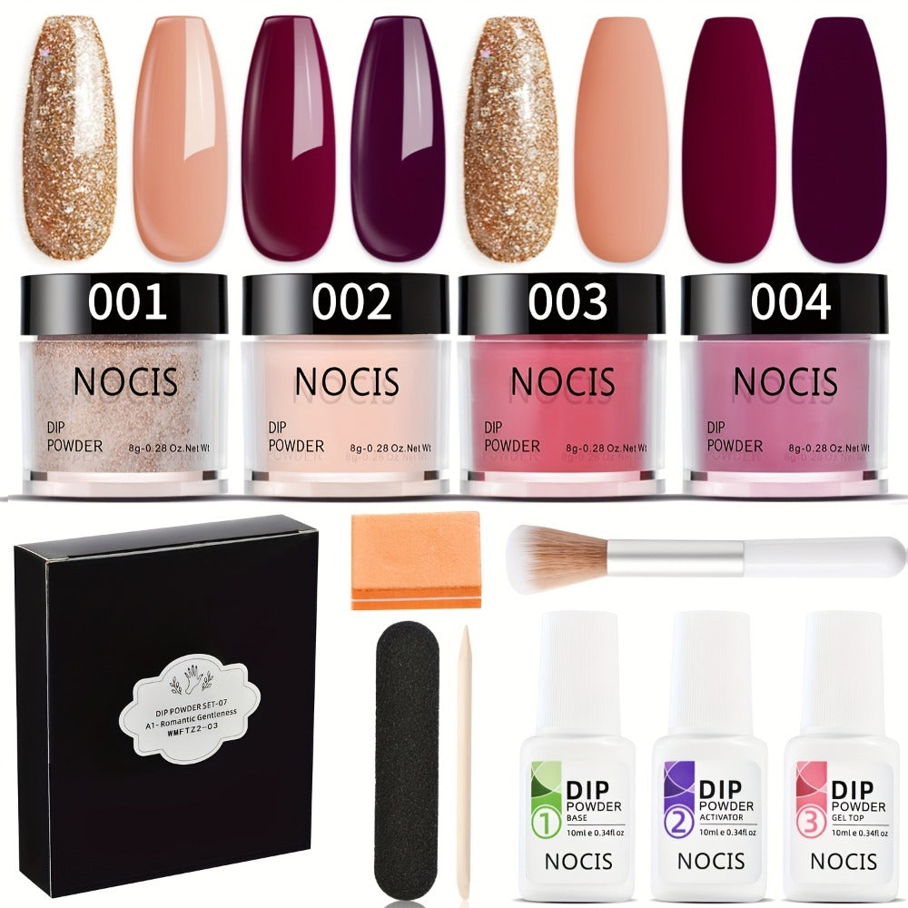 Brown Nude Glitter Dip Powder Kit 11Pcs No Odor — Neutral Skin Tone Beginner Friendly French Nail Art Manicure Gift Set for Women No Lamp Needed