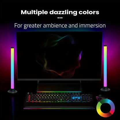 RGBIC LED Light Bar Music Sync RGB Ambient Lighting USB Powered 64+ Modes 16 Million Colors App Remote Control Desktop TV Backlight Mood Lamp Room Decor Night Light 2pcs