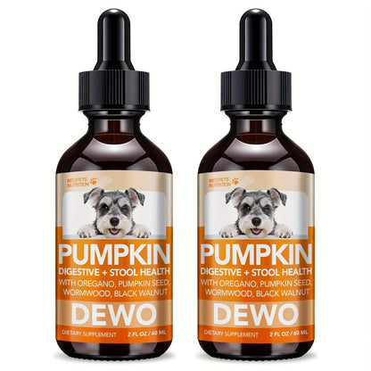 Pet Gut Wellness Drops with Black Walnut & Pumpkin Seed - Digestive Supplement for Dogs & Cats, Flora Balance, Intestinal Cleanliness & Overall Vitality, Natural Formula, 2 fl oz