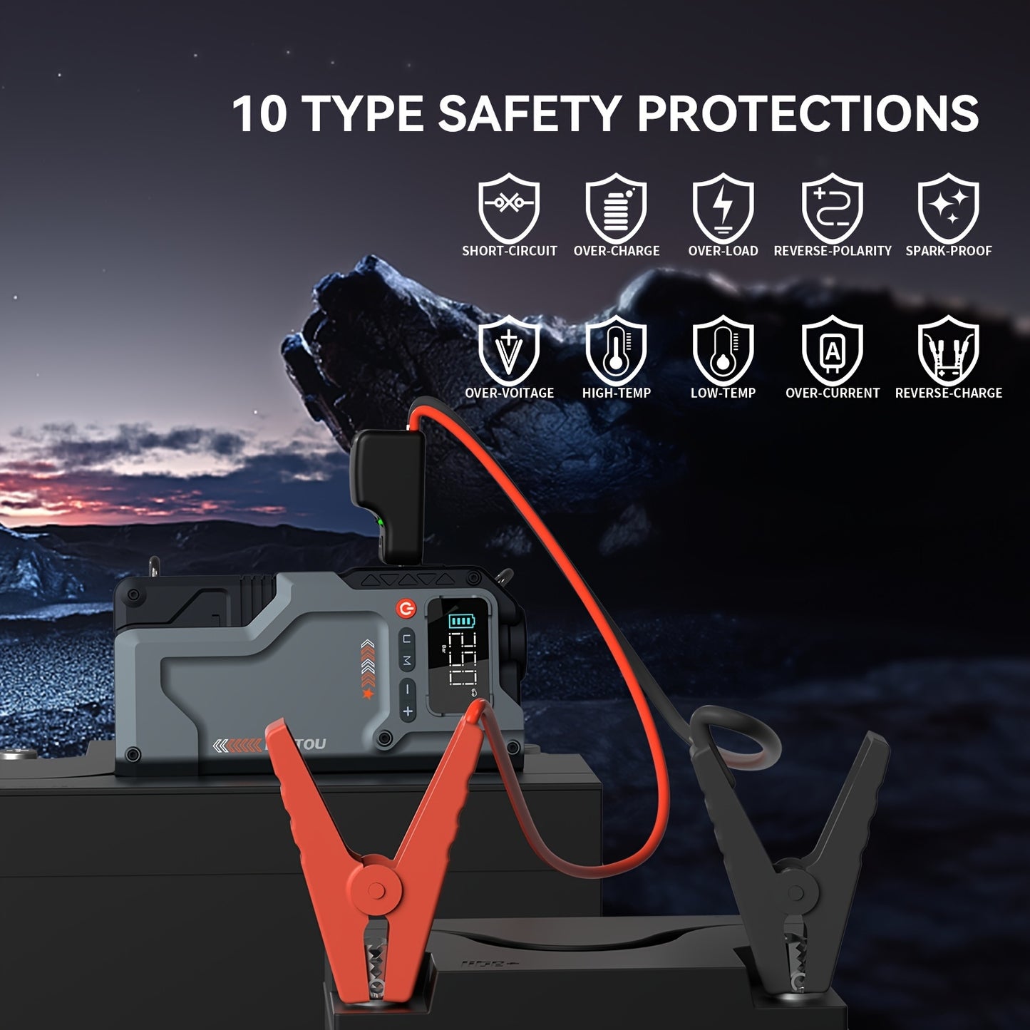 6000A/8000A Jump Starter with 150PSI Air Compressor – 7-in-1 Jump Box with Digital Tire Inflator, Portable Car Battery Charger for 12V Vehicles Up to 2.64gal Gas / 2.38gal Diesel, LED Light & USB Output