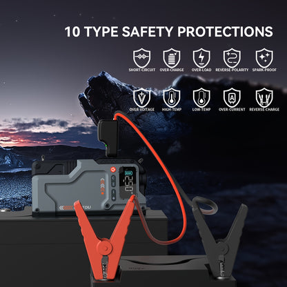 6000A/8000A Jump Starter with 150PSI Air Compressor – 7-in-1 Jump Box with Digital Tire Inflator, Portable Car Battery Charger for 12V Vehicles Up to 2.64gal Gas / 2.38gal Diesel, LED Light & USB Output