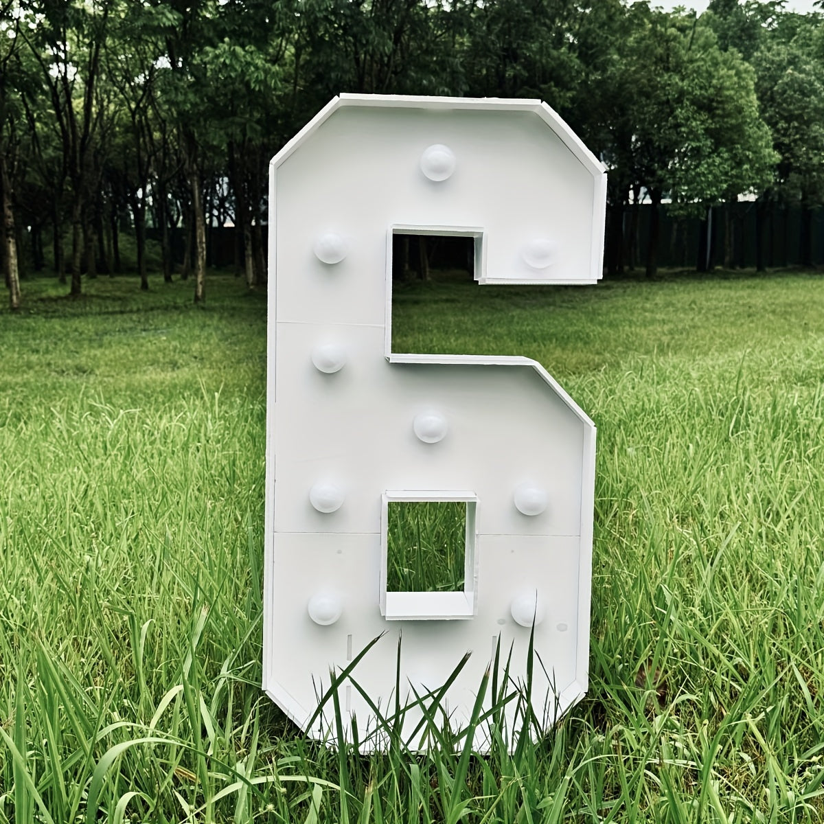 Giant LED Number Light 28.7 Inch Warm White – Illuminated Number Balloon Frame for Birthday Anniversary Graduation Party, PS Foam Board Digit Stand Photo Backdrop Decoration