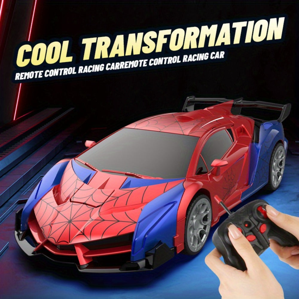 Transforming RC Car for Kids 1:18 Scale – One-Button Deformation Robot Remote Control Stunt Car, 2.4GHz 360° Rotating Drift Toy for Boys & Girls Ages 3 4 5 6, Birthday Christmas Holiday Gift (Red)