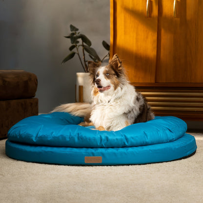 Orthopedic Dog Bed for Large Dogs – Dual Layer Round Pet Bed with Washable Cover & Non-Slip Bottom, Joint Support Memory Foam Dog Sofa Bed, Available in 36" & 42", Mosaic Blue & Olive Branch