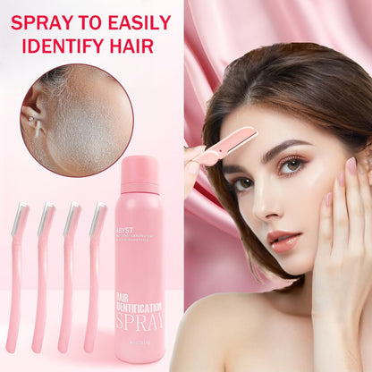 Squalane Shaving Spray for Women Alcohol-Free Moisturizing – Facial Hair Removal Peach Fuzz Pale Beige Tint Fine Mist Face & Body Conditioning Spray, Upgraded Set with 4 Razor Blades