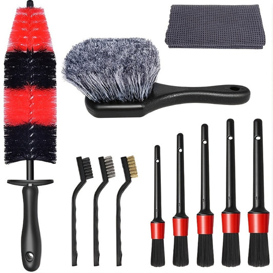 Car Detailing Brush Kit 11pcs – Wheel, Tire & Interior Soft Bristle Cleaning Brushes Set for Cars, Trucks & SUVs
