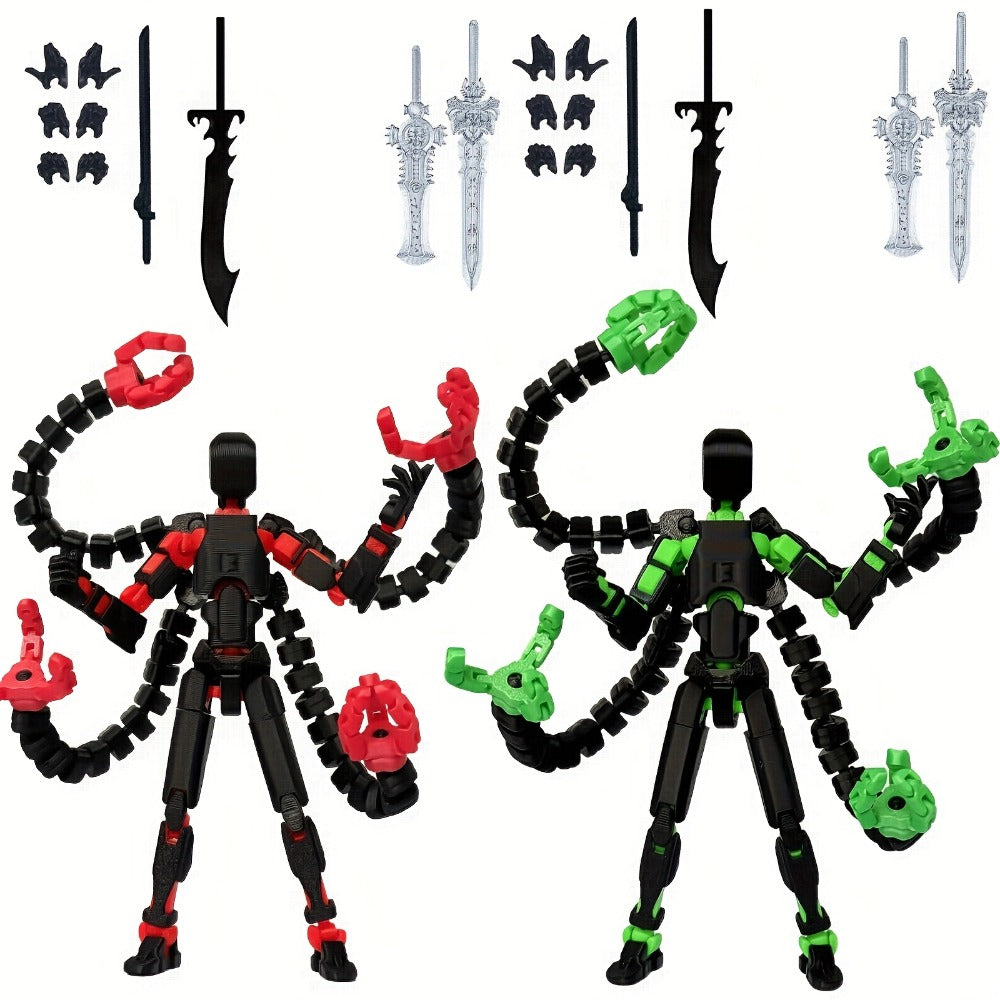 2pcs T13 Multi-Joint Action Figure Robot Set – 3D Printed Articulated Nova T-13 Mobile Robot Doll Desktop Decoration Game Enthusiast Collector Toy