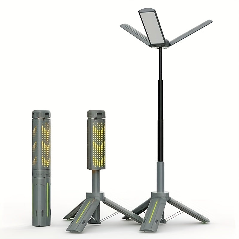 Camping Light & Work Light 3000 Lumens – Cordless LED with 3 Adjustable Heads, 8000/14500mAh Rechargeable Battery, Dimmable & Telescopic Tripod Stand | Camping Gear, Garage & Emergency Light