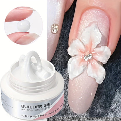 Builder Gel Nail Extension Sculpting Gel 60g No-Sticky Soak-Off – Clear & Milky White 3D Carving Molding UV/LED Curable Construction Gel for DIY & Salon Nail Art Women by BORN PRETTY