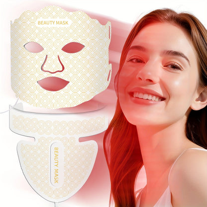 Red Light Therapy Face Mask – 7-in-1 LED Device for Face, Neck & Chest, 95 Beads 650nm & 850nm Dual Wavelength, Flexible Soft Silicone, Remote Control, Anti-Aging Home Spa Beauty Gift for Women
