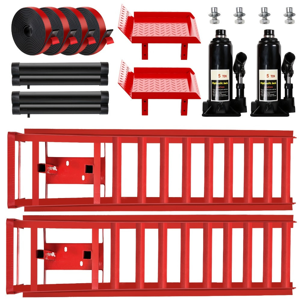 Hydraulic Car Ramps 2-Pack 10000 LB Heavy Duty Vehicle Lift Ramp Adjustable Height 9.84-14.96 Inch for Oil Change Undercarriage Repair Home Garage & Shop