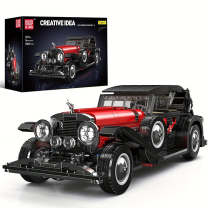 Mould King 10114 Vintage Classic Car Building Blocks Set 1308 Pcs – MOC Retro Car Collectible Display Model for Adults Teens Car Enthusiasts Birthday Christmas Father's Day Gift