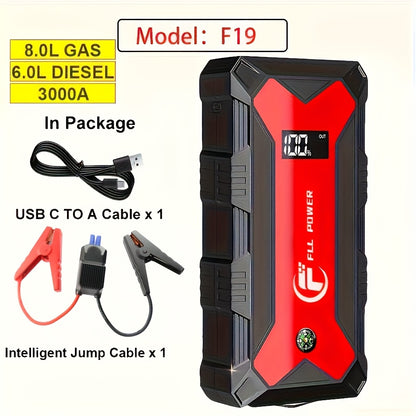 [Portable Power Bank] Jump Starter Power Pack, 1600A/3000A/3500A Car Battery Booster 12V Portable Car Jump Starter Power Bank for Gas N Diesel Cars, with USB Charge Ports And LED Flashlight