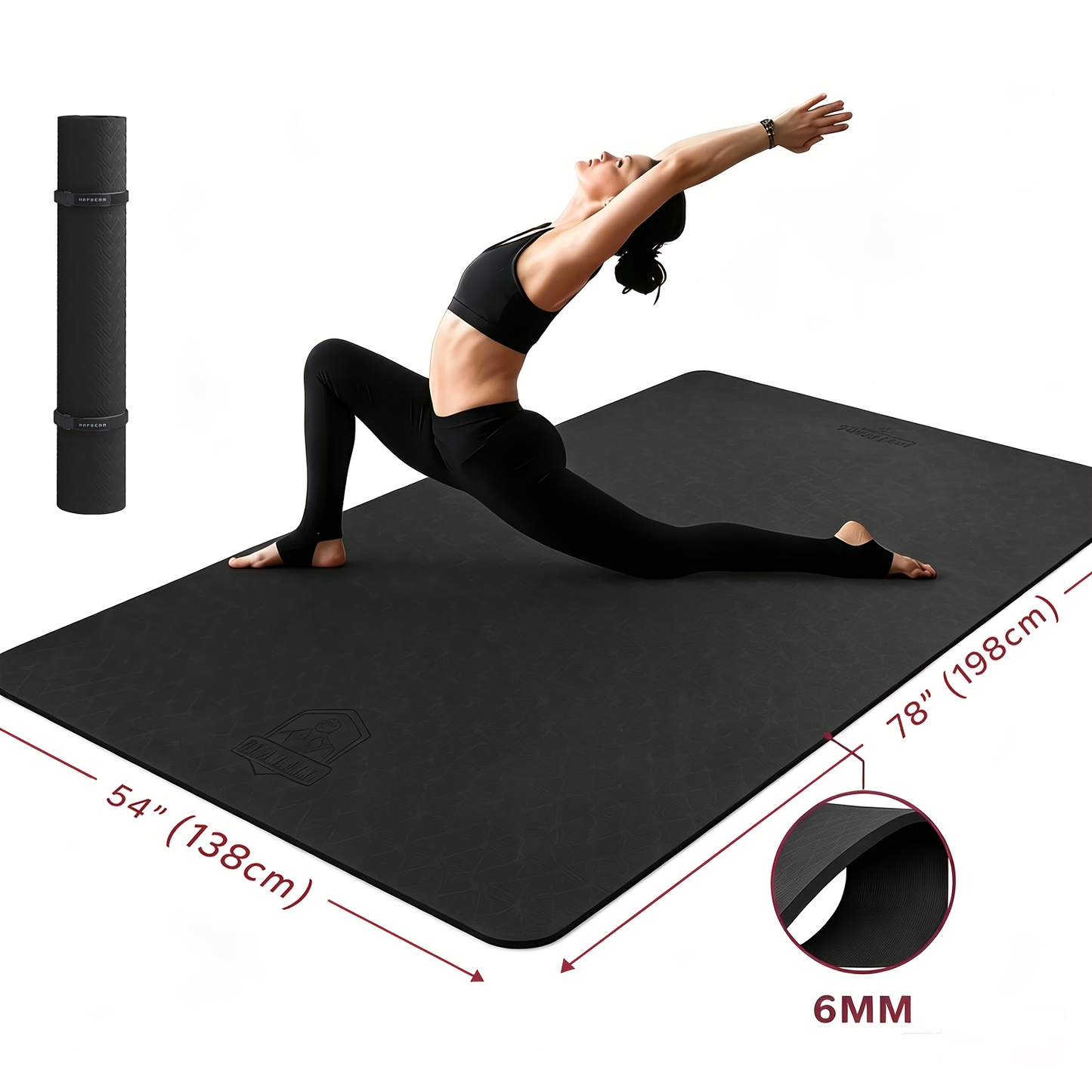 Extra Large Yoga Mat 6mm Thick – Non-Slip TPE Dual-Side Exercise Mat with Carry Bag for Yoga, Pilates, Stretching & Home Workouts – Multiple Sizes & Colors