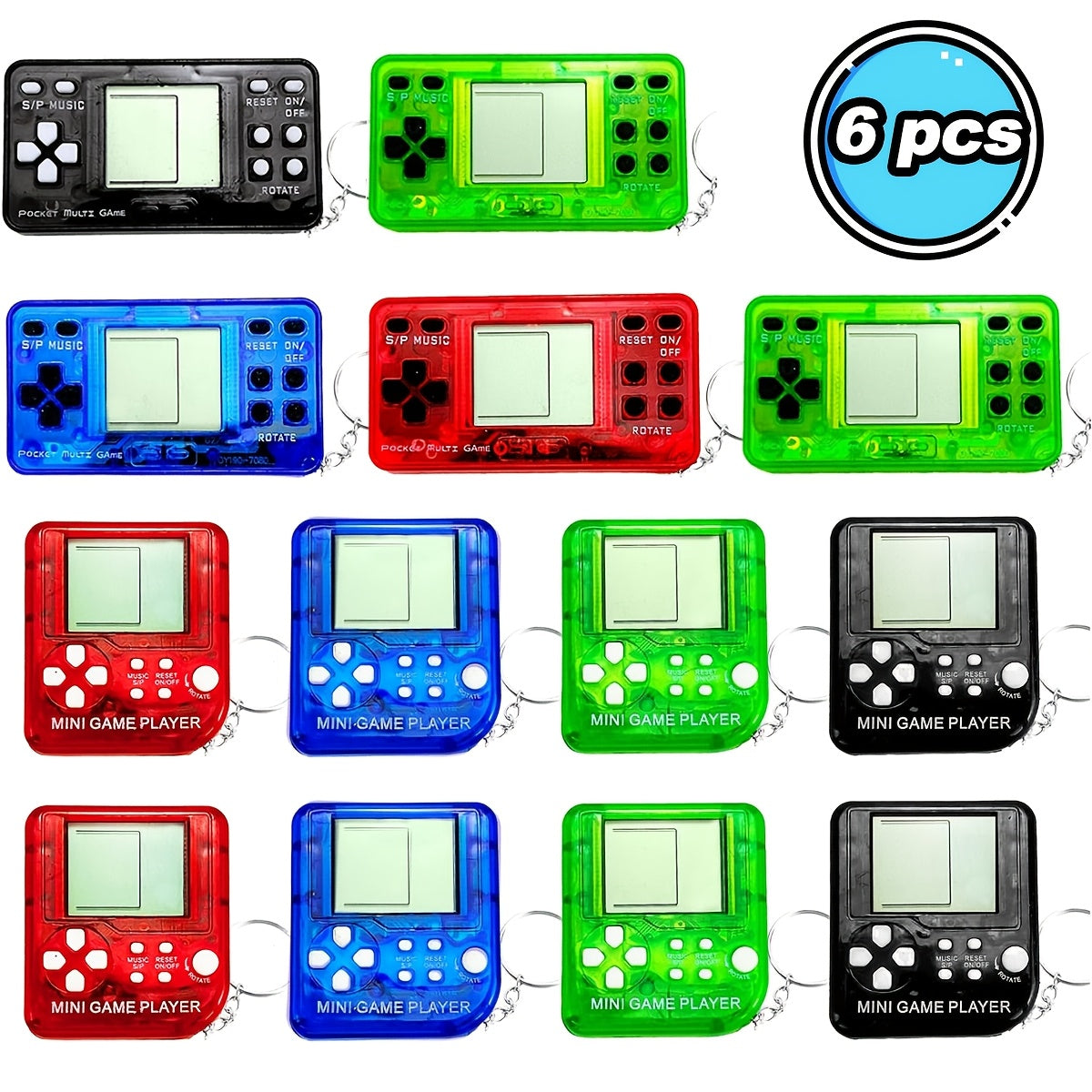 Mini Game Console Keychains 6 12 or 25 Pack – Handheld Video Game Backpack Clips for Kids Gaming Birthday Party Favors, Classroom Prizes, Gamer Goodie Bag Stuffers & Holiday Gifts