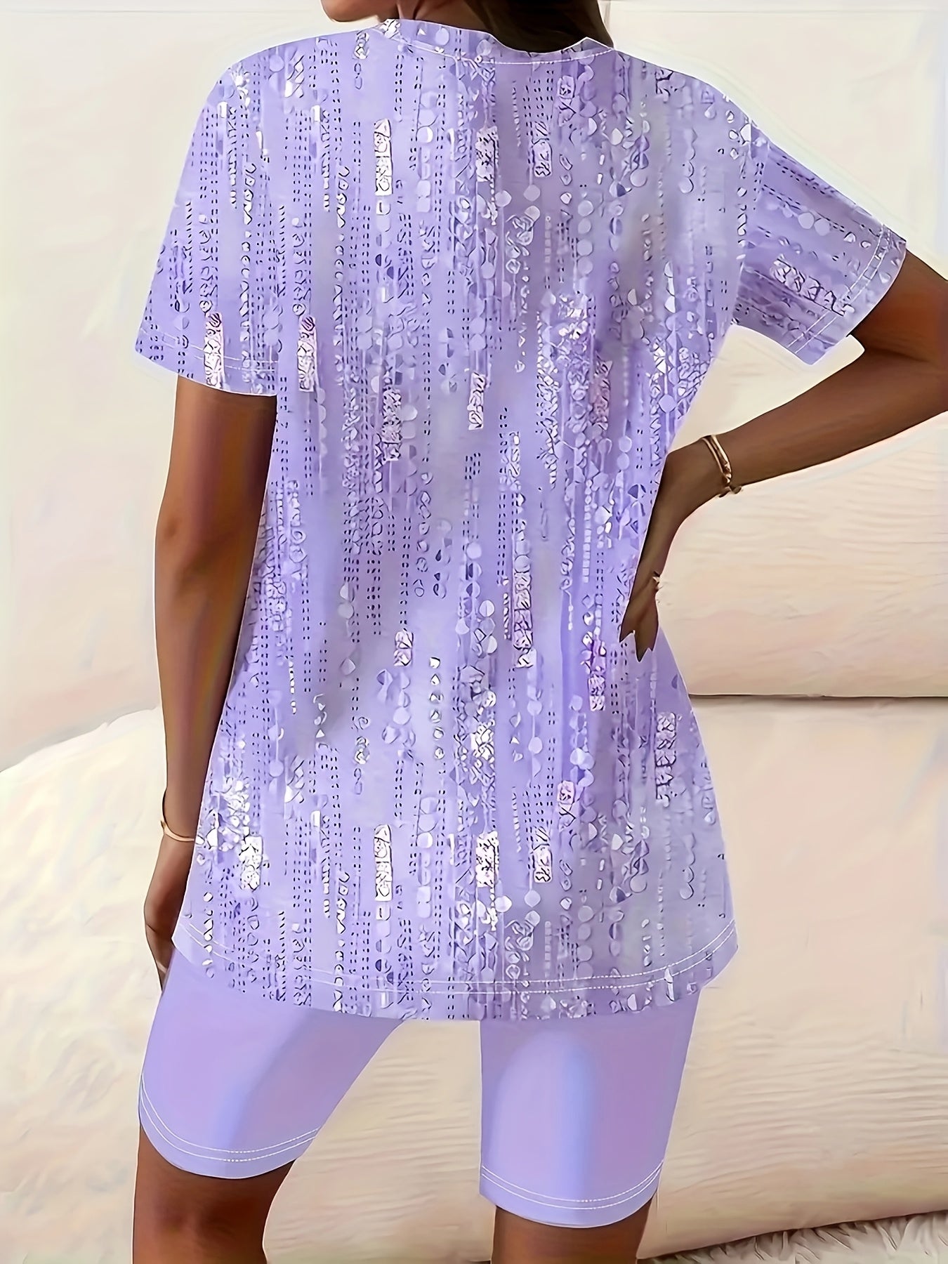 Women's Two-Piece Shorts Set - Knit Casual Matching Outfit