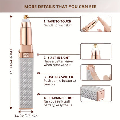 Facial Hair Trimmer for Women — 2-in-1 Electric Eyebrow Trimmer & Painless Lip Hair Remover | Precision Face Hair Removal Device for Eyebrows, Upper Lip, Chin & Body | Compact Portable Grooming Tool | 2-Pack (Gold & Pink)