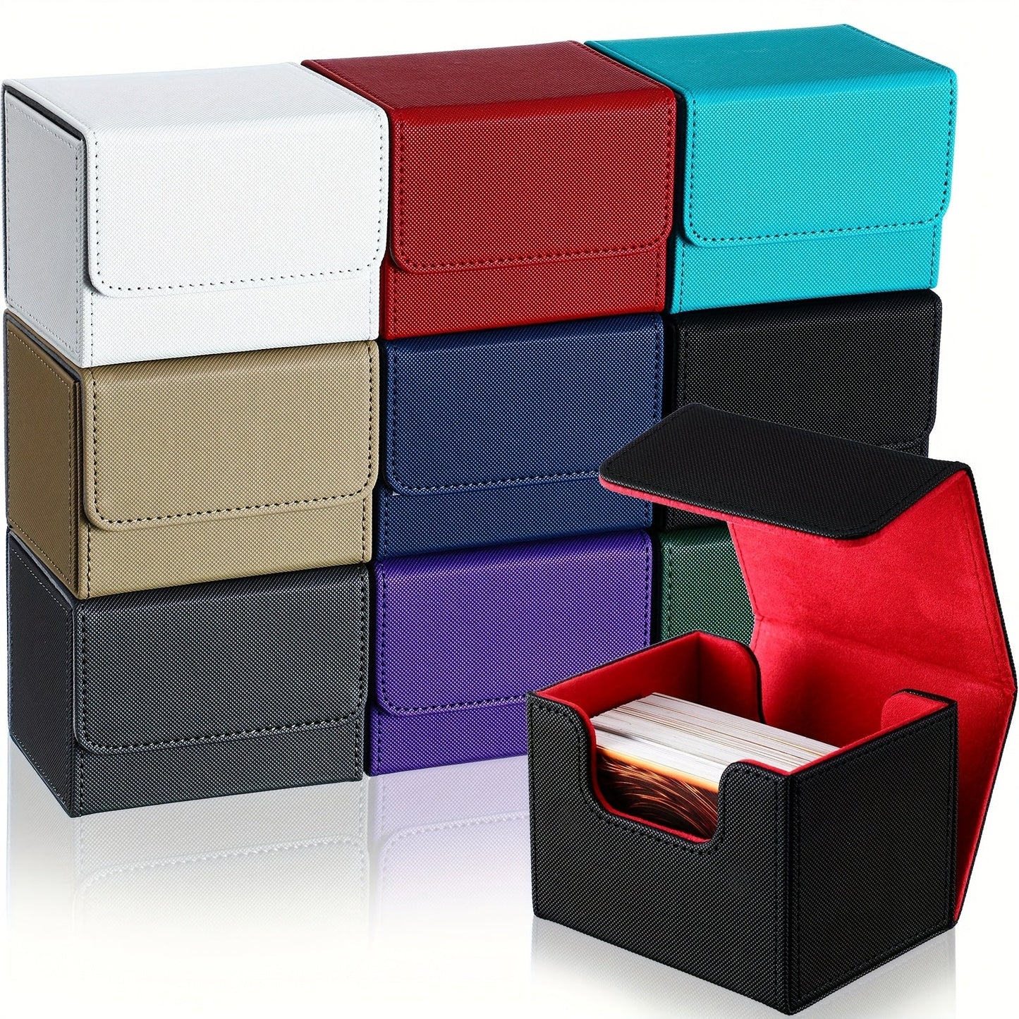 TCG Magnetic Deck Box 10 Pack – 100+ Card Capacity Storage Cases for MTG, Pokemon & Yu-Gi-Oh, 10 Vibrant Colors, Bulk Deck Organizer Set for Trading Card Game Players, Collectors & Tournament Use