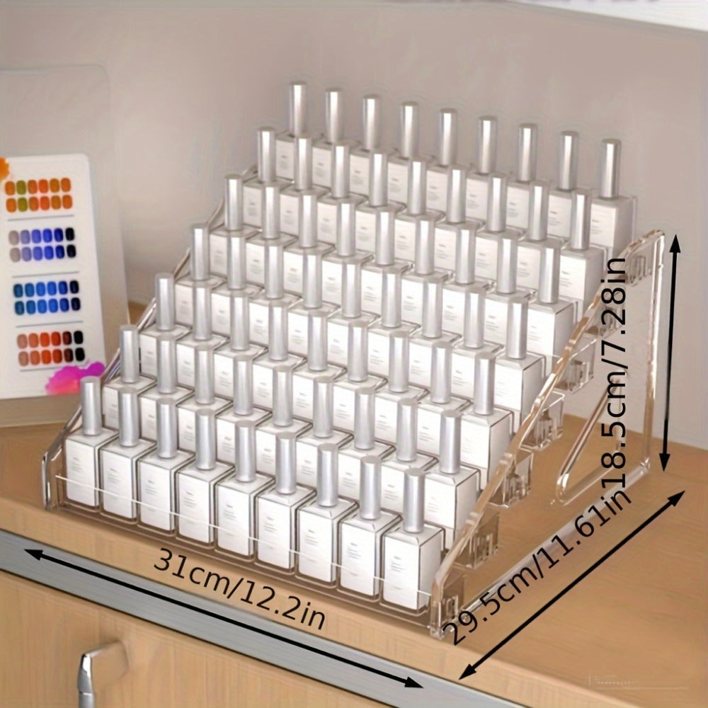Nail Polish Organizer Acrylic Display Stand 4 Tier Clear Transparent Rack Gel Polish Holder Countertop Storage Shelf for Nail Studio Salon Home Vanity No Assembly Needed Formaldehyde-Free