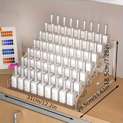Nail Polish Organizer Acrylic Display Stand 4 Tier Clear Transparent Rack Gel Polish Holder Countertop Storage Shelf for Nail Studio Salon Home Vanity No Assembly Needed Formaldehyde-Free