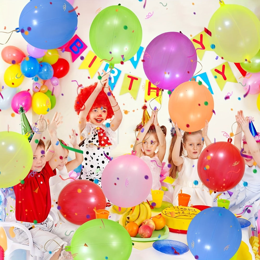 Punch Balloons for Kids 48 Pack – Neon Bouncing Balloons with Elastic Rubber Band for Birthday Party Favors, Carnival Prizes, Goody Bag Stuffers, Halloween & Easter Basket Fillers