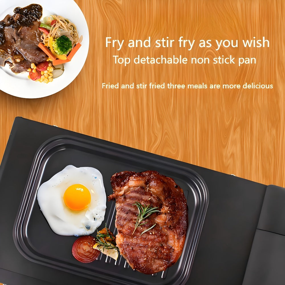 3-in-1 Breakfast Maker Station – Fry Eggs, Toast Bread & Brew Coffee All at Once, Non-Stick Coating, Auto Power-Off Safety Timer, One-Click Operation for Fast Morning Meals