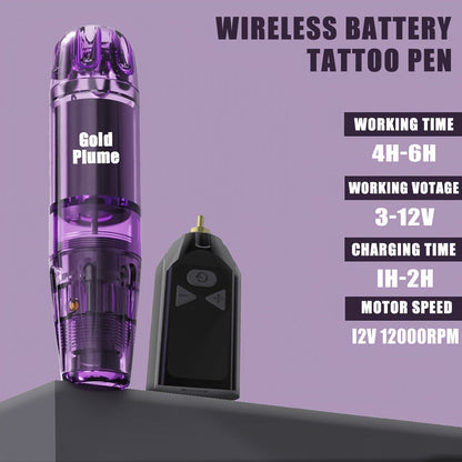 Wireless Tattoo Gun Kit Complete Set 1500mAh Battery 10 Needles 7 Inks – Cordless Rotary Tattoo Machine for Beginners & Professional Artists Home Studio Goldplume TM-73