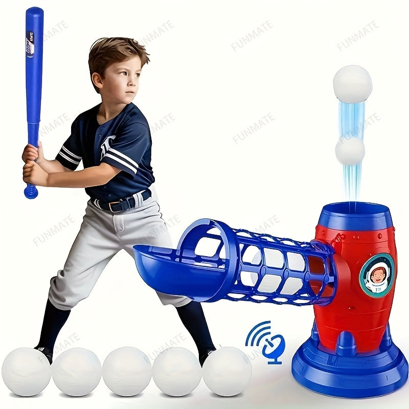 Kids Automatic Baseball Pitching Machine Toy Set – Fully Automatic Children's Baseball Trainer with Bat, Ball Machine & 10 Balls | Sports Training Gift for Boys and Girls
