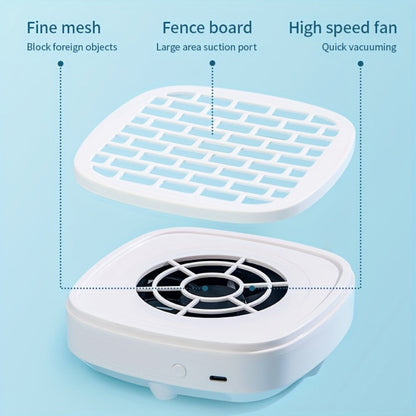 Nail Dust Collector Mini USB Electric Vacuum Cleaner with 10 Filter Pads & Strong Suction – Portable Nail Dust Suction Machine for Acrylic Gel Filing, Home Nail Station, Salon & Travel, White Pink Blue