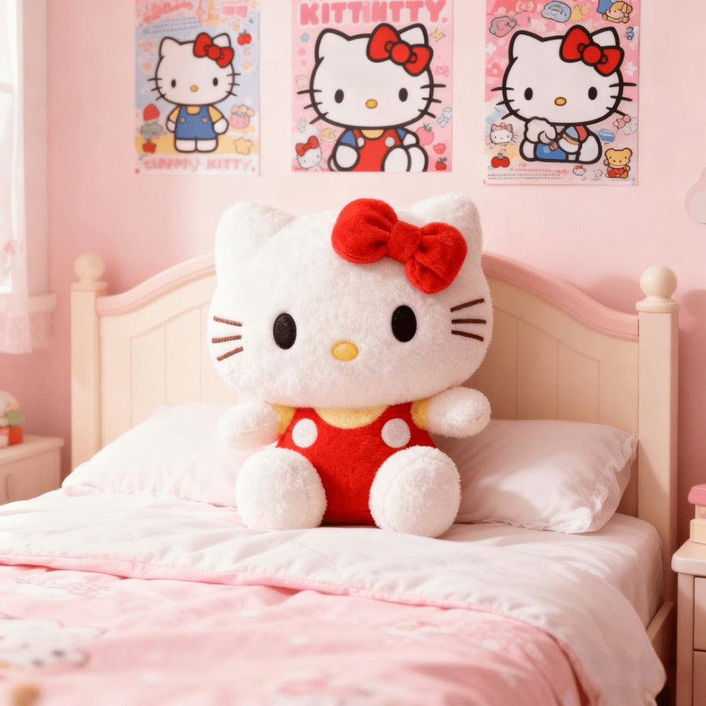 Hello Kitty KT Cat Stuffed Animal 3 Colors – Sanrio Kawaii Plush Doll in Red Pink Blue Soft Collectible Toy, Birthday Valentine Christmas Gift for Girls Teens Hello Kitty Fans