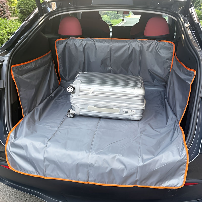 Car Trunk Mat with Orange Embellishment-durable Pet Seat Cover, Suitable for Cars, SUVs And Trucks-preventing Dirt, Spills And Scratches, Pet Car Accessories | Vibrant Accent Design | Protective Car Carpet