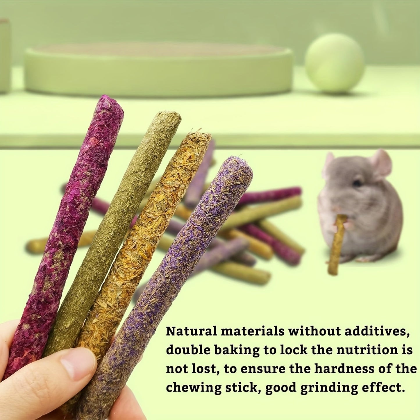 Timothy Hay Sticks 66pcs – Natural Handmade Chew Toys & Treats for Rabbits, Guinea Pigs, Hamsters, Chinchillas, Rats & Gerbils – Dental Health Chews for Small Pets
