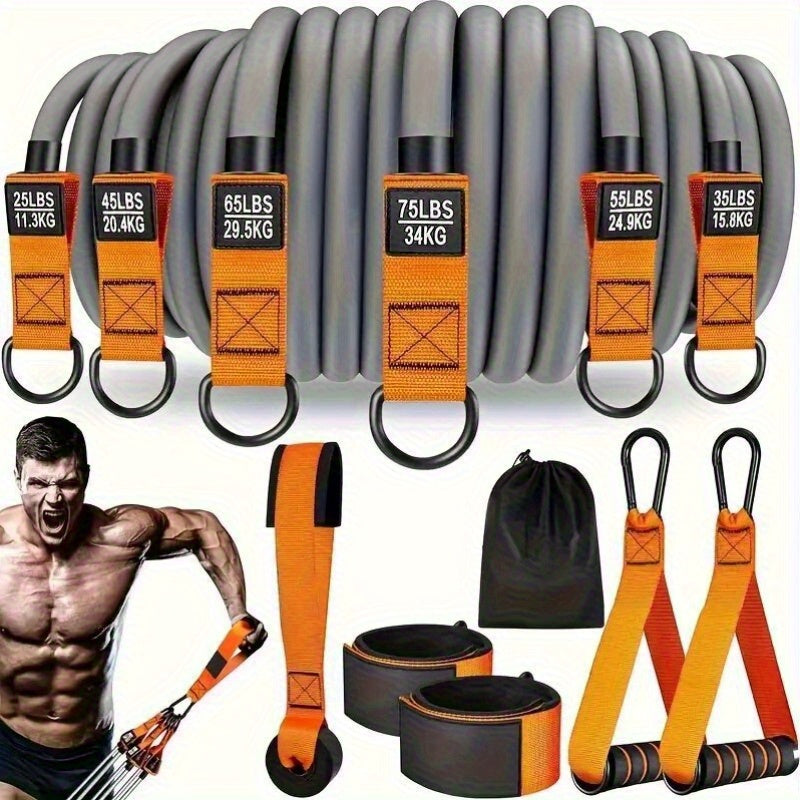 300lb Resistance Band Set – 6 Levels 25-75lb, Handles, Door Anchor & Ankle Straps – Heavy Duty Home Gym Kit for Full Body Strength Training, Muscle Building & Toning
