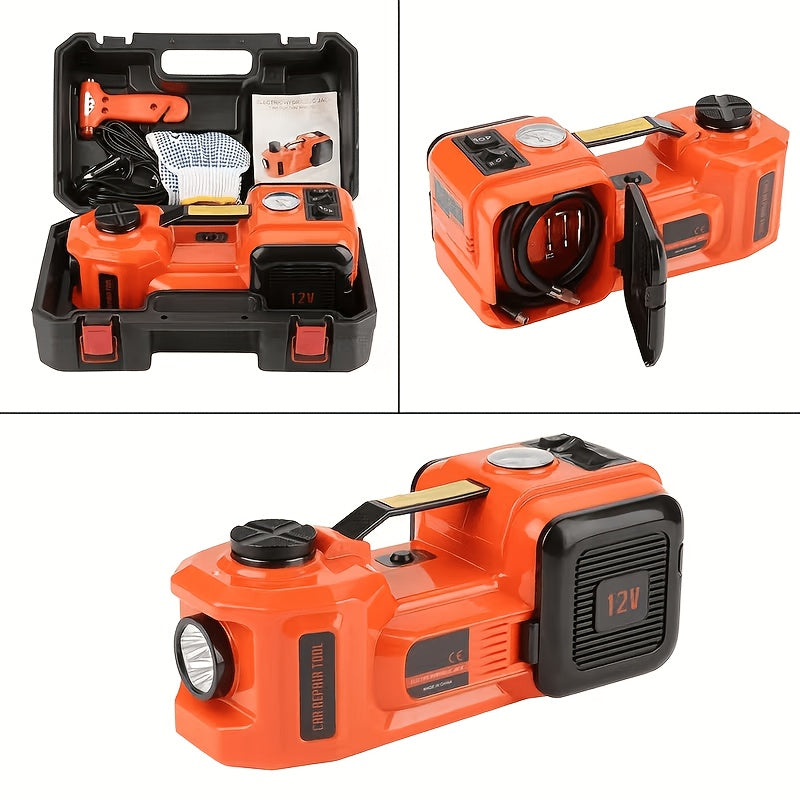 KD FANS Hydraulic Car Jack 12V Electric Jack Kit - 5 Ton/11, 000 LBS Portable Electric Vehicle Jack Kit, Off-Road Emergency Roadside Kit with Raised Wrench And Air Compressor for Tire Change And Garage Repair, Without Battery
