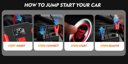 Portable Jump Starter with Air Compressor – 15000A-19000A Peak 350PSI 12V 17-in-1 Car Battery Jump Starter, Digital Display, LED Light & Smart Clamp for Cars Trucks SUVs