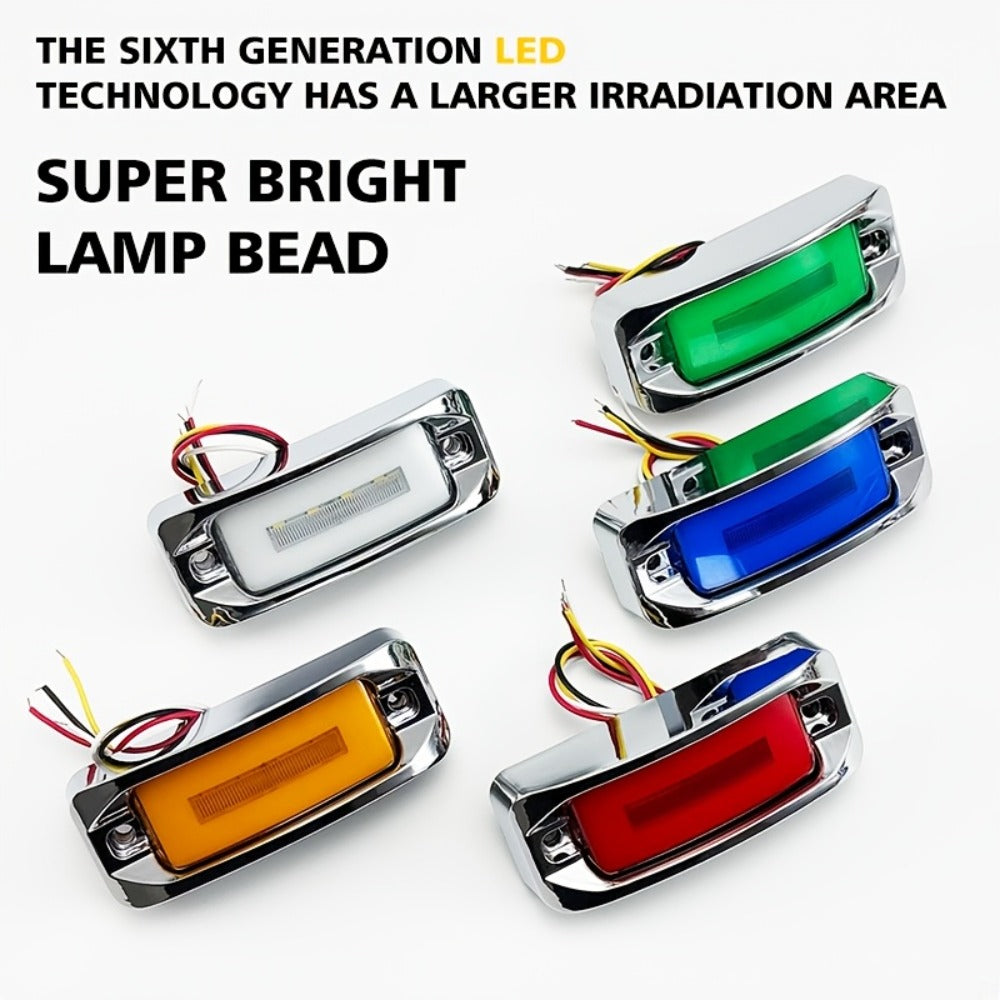 LED Car Side Marker Lights – Strobe Warning Flashing Signal Light for Truck Car Night Driving Safety, High/Low Brightness, 2pcs (Red/Yellow/Blue/Green/White)