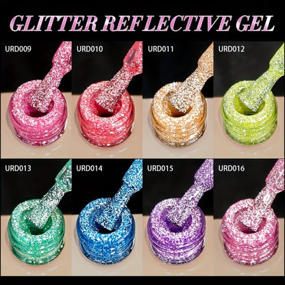Reflective Glitter Gel Nail Polish UR SUGAR 15ml Fluorescent Neon Shimmer UV LED Soak Off Semi Permanent Nail Art Varnish Manicure Set