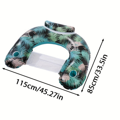 Striped Inflatable Pool Float for Adults – Heavy-Duty PVC Raft Lounge Chair with Cup Holders, Leak-Proof Design for Lake River Ocean Beach, Summer Pool Party Accessory