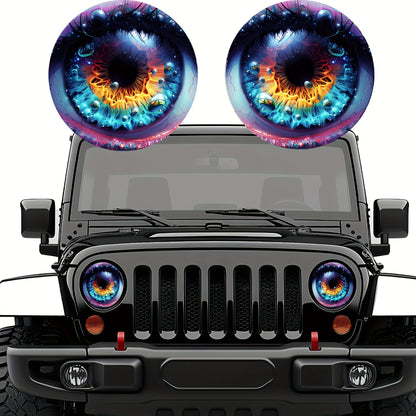 3D Beast Eye Headlight Stickers, Dreamy Lampshade, Suitable For Jeep Round Headlight Eye Stickers, Funny Truck Body, Window, And Bumper Decorative Stickers (1 Pair)