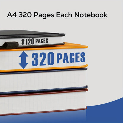 A4 Hardcover Lined Journal Notebook 320 Pages, Faux Leather College Ruled Notebook with 100GSM Thick Pages, 8.5x11 Large Writing Journal for Women Business School
