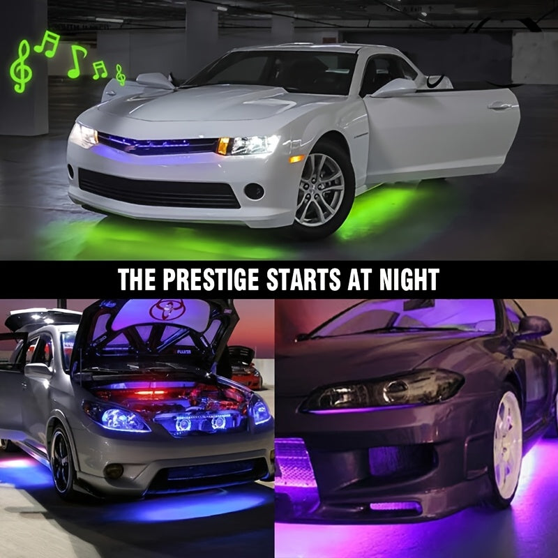 FLYANT Car Neon Accent Strip Lights, RGBIC App-Controlled Underbody Lighting, 16 Million Colors with Wireless Remote, Universal DC 12V for Car Van SUV Truck
