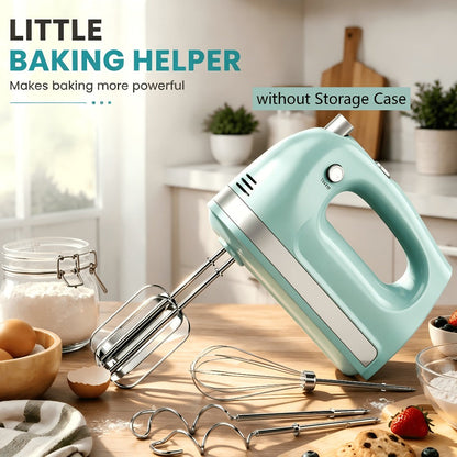 Electric Hand Mixer 5 Speed Turbo Boost - 5 Stainless Steel Accessories, Optional Storage Case, Handheld Mixer for Cookies, Cake, Bread & Baking, Kitchen Gift in 5 Colors Pink Green Purple Black