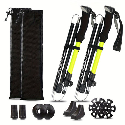 Folding Trekking Poles 7075 Aluminum – Ultralight Collapsible Hiking Walking Sticks with Anti-Slip Ergonomic Grip for Men & Women | 2-Pack